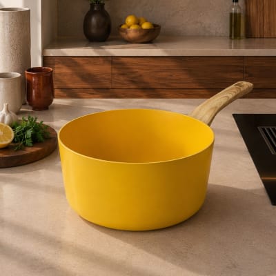 Casserole 20cm avec revêtement céramique jaune - tous feux