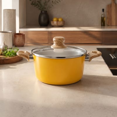 Faitout 20cm avec revêtement céramique jaune - tous feux