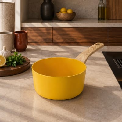 Casserole 16cm avec revêtement céramique jaune - tous feux
