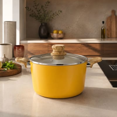 Faitout 24cm avec revêtement céramique jaune - tous feux