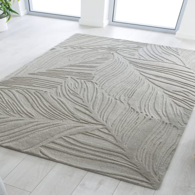 Tapis en laine motif floral grise 200x290cm
