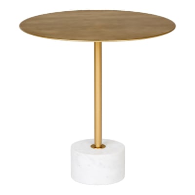 Table d'appoint en effet laiton et marbre ø51cm - laiton