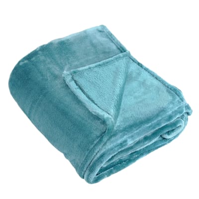 Couverture polaire unie ''pilonga'' polyester bleu ciel 220x240 cm