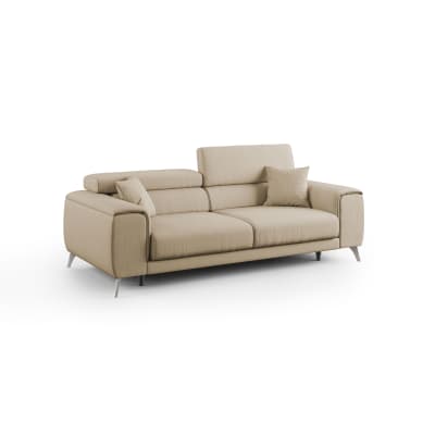 Canapé avec assises coulissantes en tissu 185 cm beige