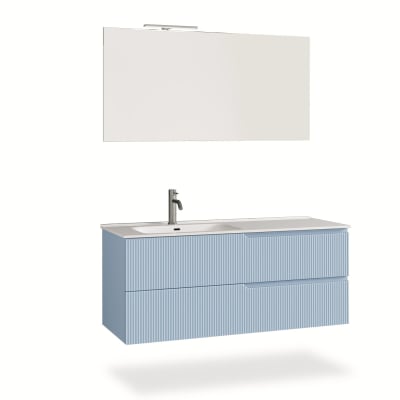 Meuble de salle de bain baignoire gauche 4 pièces en MDF bleu tiffany