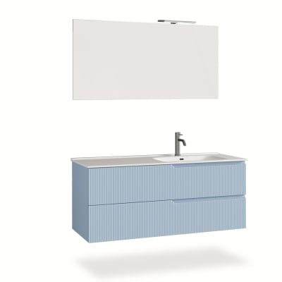 Meuble de salle de bain baignoire droit 4 pièces en MDF bleu tiffany