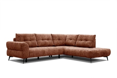 Canapé d'angle droit 5 places tissu  rouge brique