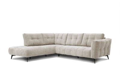 Canapé d'angle gauche 5 places tissu beige
