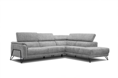 Canapé d'angle droit 5 places tissu gris