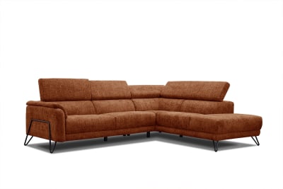 Canapé d'angle droit 5 places tissu  rouge brique