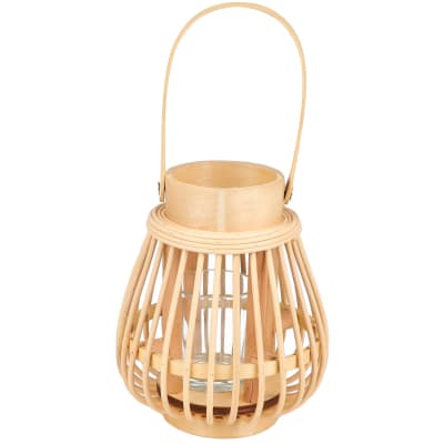 Lanterne en bambou et verre 13x13x27cm