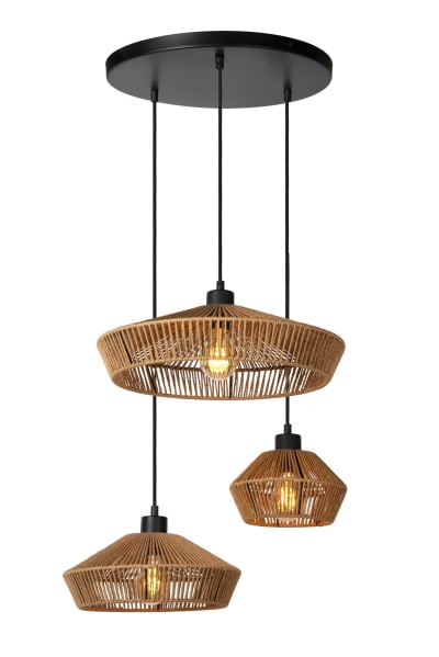 Lucide YUNKAI Suspension Diam. 60 cm 3xE27 Naturel