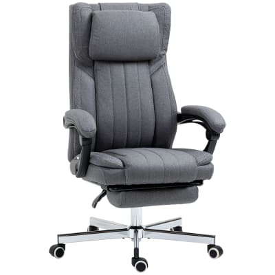Fauteuil de bureau manager inclinable repose-pied tétière tissu gris