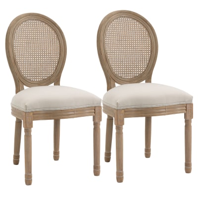 Lot de 2 chaises de salle à manger médaillon style louis xvi crème