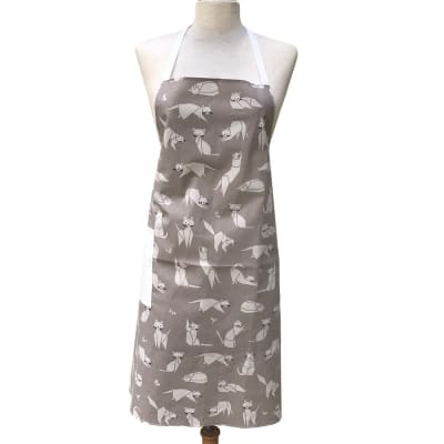 Tablier enduit chats taupe couleur de la poche - taupe, lien cou - rég
