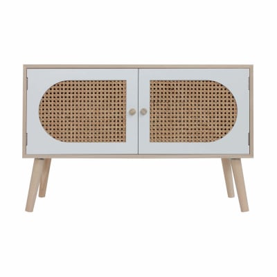 Buffet bas 2 portes en bois blanc et marron