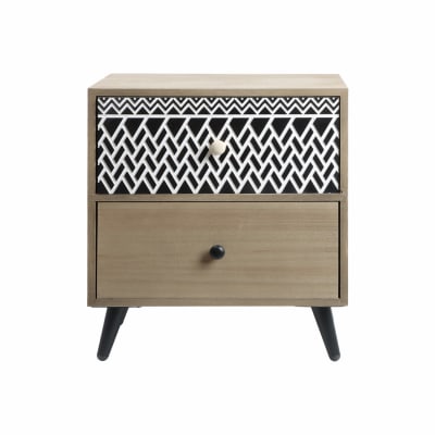 Table de chevet scandinave avec 2 tiroirs en bois marron