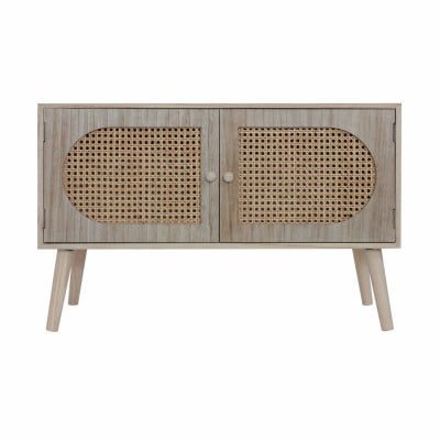 Buffet bas de style boho avec 2 portes en bois marron
