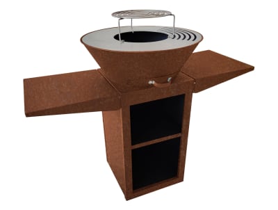 Barbecue avec plaque ronde, grill et support