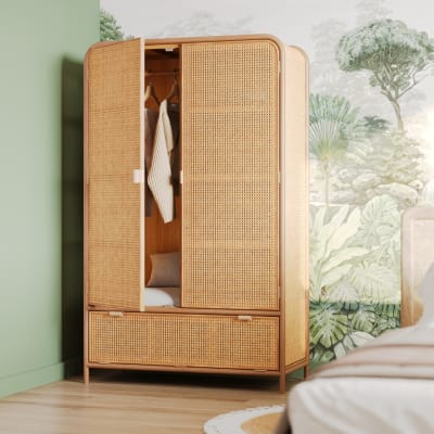 Armoire en bois massif de pin et de teck