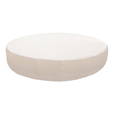 Lit bain de soleil extérieur en mousse rond blanc a motif beige