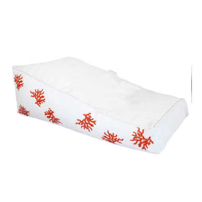 Bain de soleil extérieur flottant déhoussable broderie corail blanc