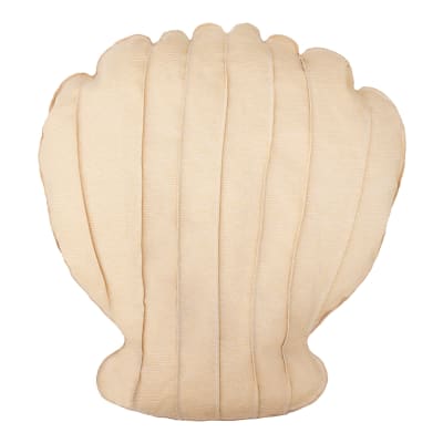 Pouf coquillage extérieur flottant déhoussable en tissu effet raphia