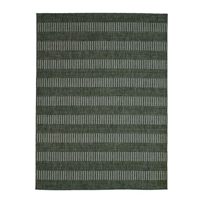 Tapis intérieur-extérieur aspect jute motif lignes vert 133x170