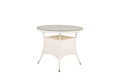 Table de salle à manger ronde blanche en osier