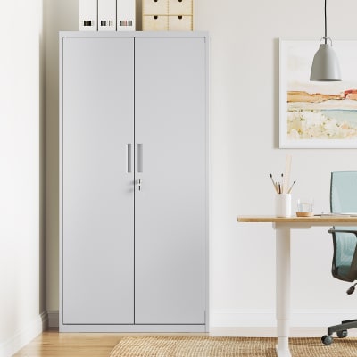 Armoire de rangement 5 réglables avec 2 portes 80 x 40 x 180 cm gris