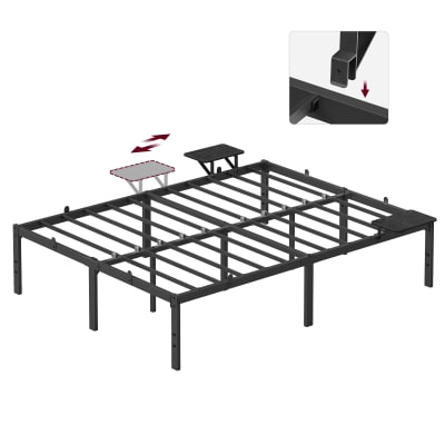 Lit double cadre en acier et panneau de particules 140 x 190 cm noir