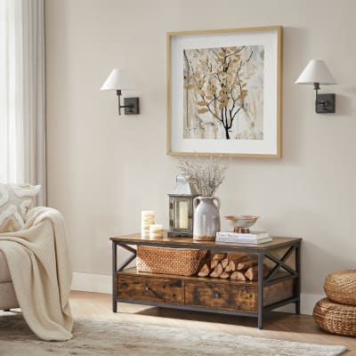 Table basse de salon buffet bas 100.1 x 55.1 x 45.1 cm marron et noir