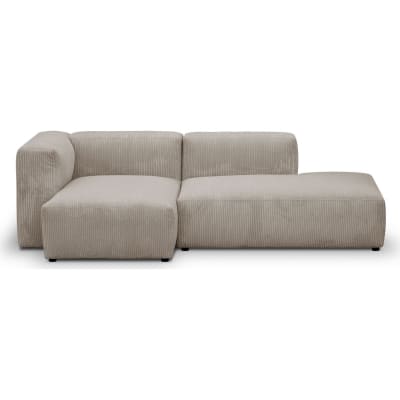 Canapé modulable angle gauche 3/4 places en velours côtelé taupe