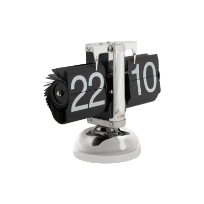 Horloge de table acier noir 9.5x21x16.5cm