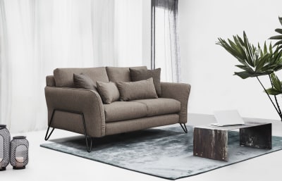 Canapé droit 2 places tissu taupe