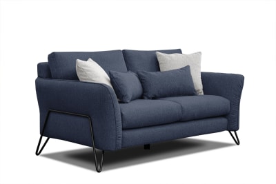 Canapé droit 2 places tissu bleu foncé
