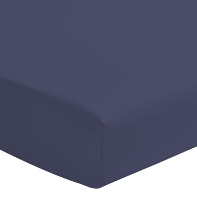 Drap housse bleu foncé 180x200 +35 cm 100% coton