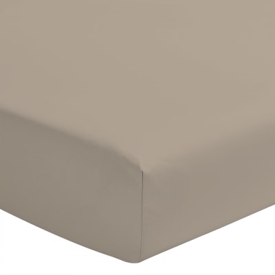 Drap housse  beige foncé 180x200 +35 cm 100% COTON