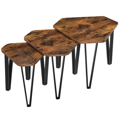 Tables gigognes métal effet bois noir