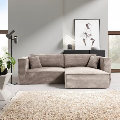 Canapé d'angle réversible convertible bois de pin taupe