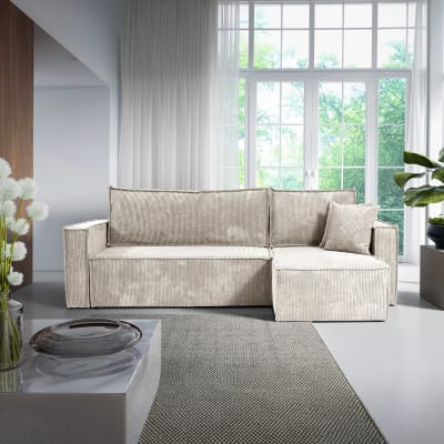 Canapé d'angle réversible convertible bois de pin blanc