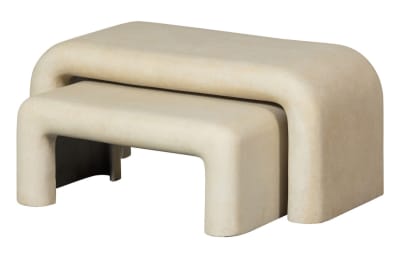 Tables basses en fibre aspect béton crème - Set de 2