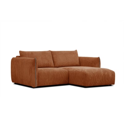 Canapé d'angle droit 3 places tissu orange