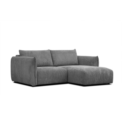 Canapé d'angle droit 3 places tissu gris foncé