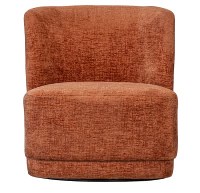 Fauteuil pivotant en velours texturé rouille