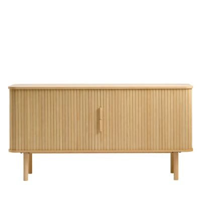 Buffet aux portes coulissantes en bois strié l160cm - bois clair