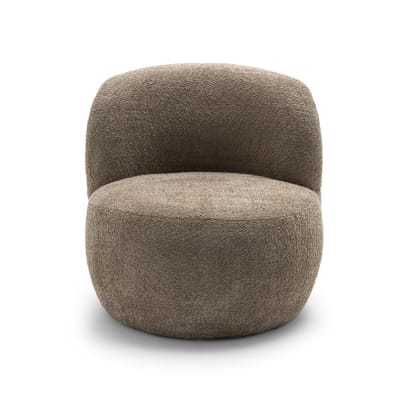 Fauteuil rond en tissu bouclette - taupe