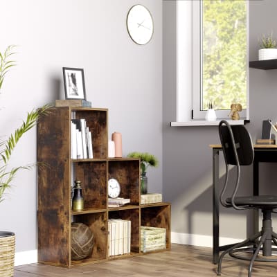 Étagère à livres avec 6 compartiments système de rangement marron
