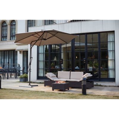 Parasol gris droit rond 2,94 x 2,94 m