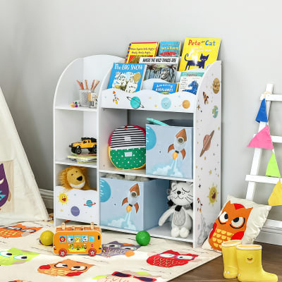 Étagère de rangement pour jouets étagères effet bois blanc